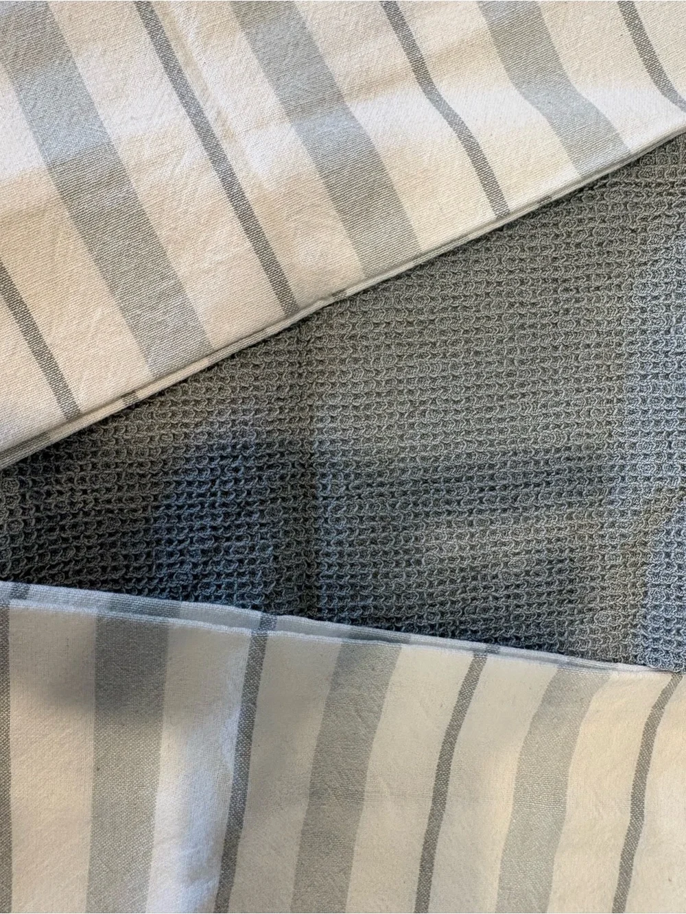 Set of Gray and White Striped Kitchen Tea Towels